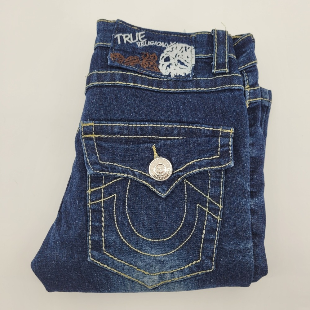 True‎ Religion Joey Super T Jeans Womens 26 Dark Wash Flap Pocket Made in USA